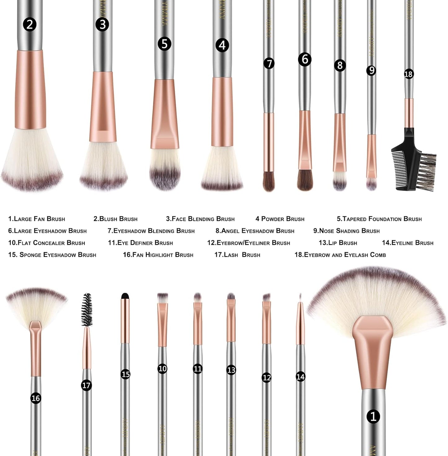Makeup Brushes Makeup Brushes Sets Professional 18 Pcs Make up Brushes Premium Synthetic Foundation Brush Blending Face Powder Blush Eyeshadow Eyeliner Makeup Kit with PU Leather Bag