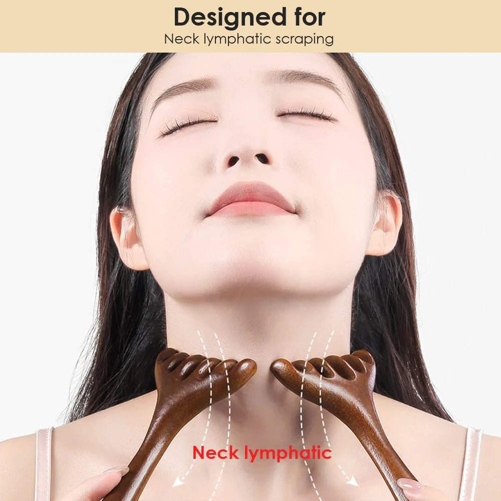 Handcrafted Sandalwood Gua Sha Comb - Scalp Massager and Stress Relief Tool for Deep Relaxation