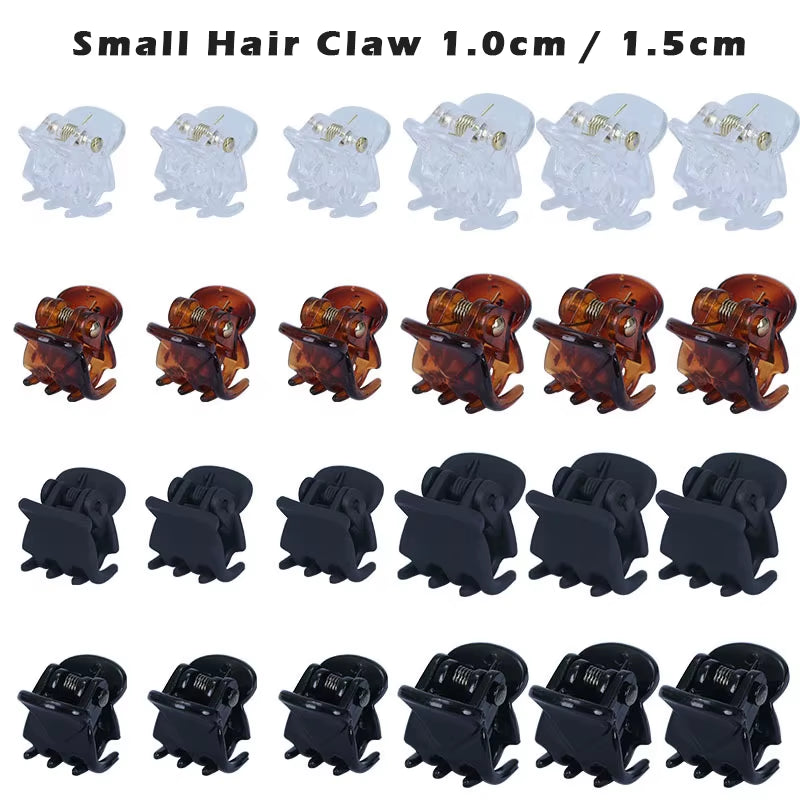 10Pcs/Lot Hair Claw Clips for Women 1.0 1.5Cm Small Black Brown Transparent Plastic Mini Claws Kids Hair Styling Accessories