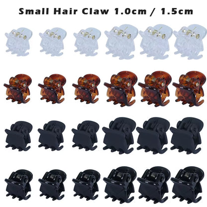 10Pcs/Lot Hair Claw Clips for Women 1.0 1.5Cm Small Black Brown Transparent Plastic Mini Claws Kids Hair Styling Accessories