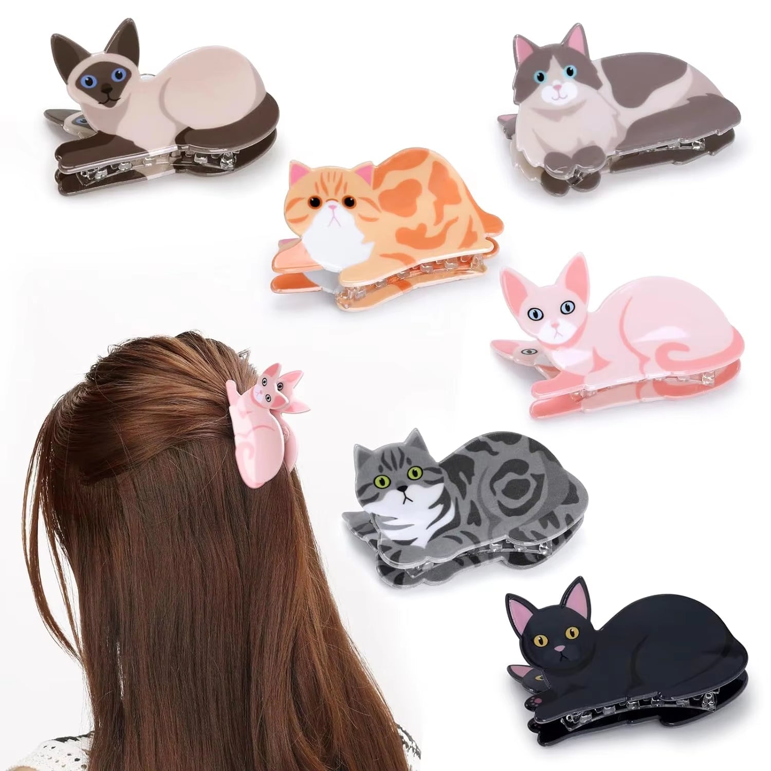 1Pc Cat Hairpin Lady Cute Little Hairpin Short Long Hair Hairpin for Daughter Lover Girl School Partner