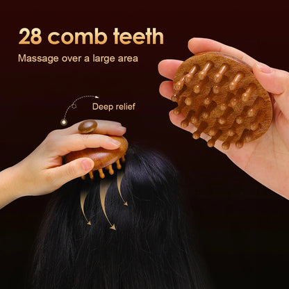 Wooden Scalp Massage Comb - Sandalwood Head Massager Tool, Gua Sha Brush for Women Men Hair Growth Body Massage