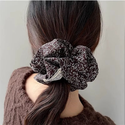 2025 Retro Cute Floral Scrunchy Women Girls Elastic Hair Bands Accessories Tie Hair Ring Rope Headdress Headwear Ponytail Holder