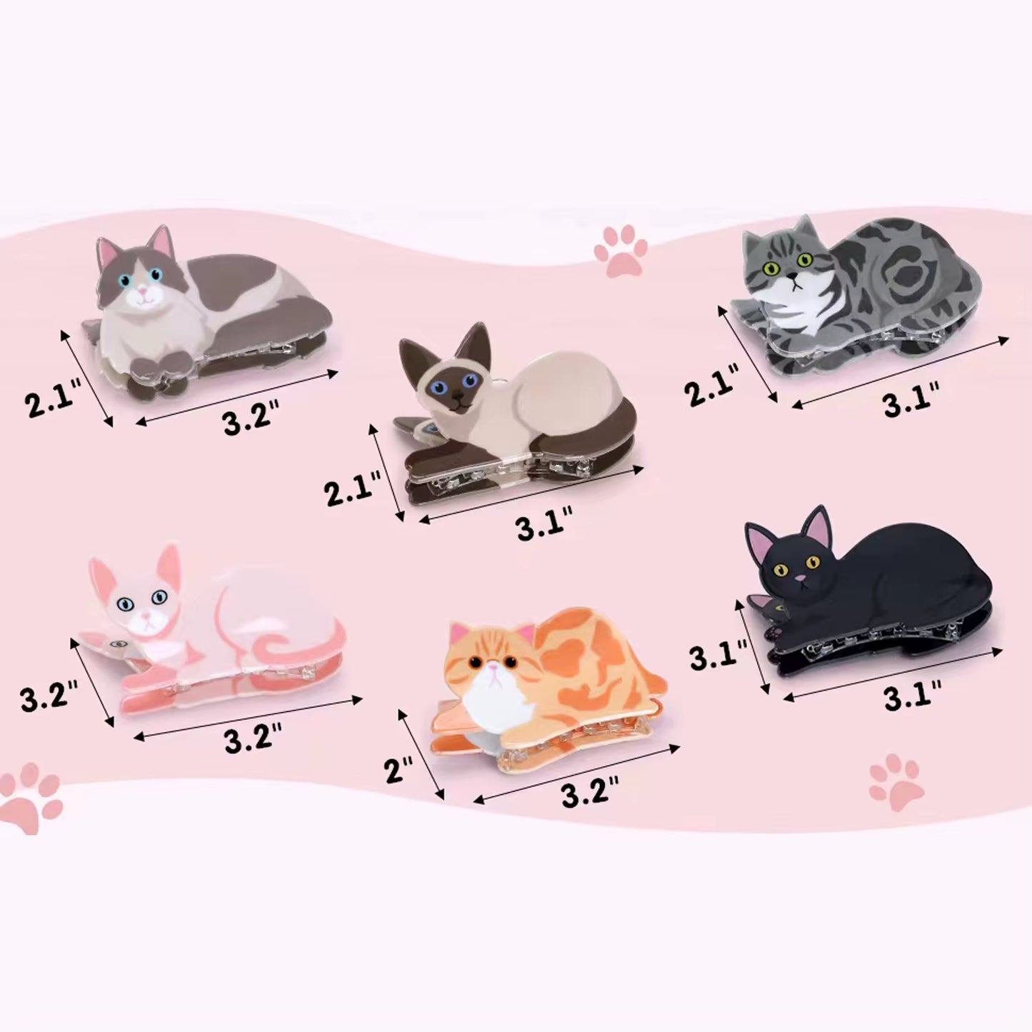 1Pc Cat Hairpin Lady Cute Little Hairpin Short Long Hair Hairpin for Daughter Lover Girl School Partner