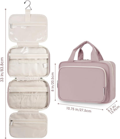 Hanging Travel Toiletry Bag for Women Wash Bag Cosmetics Makeup Bag Organizer for Travel Size Accessories (Dusty Rose (Medium))